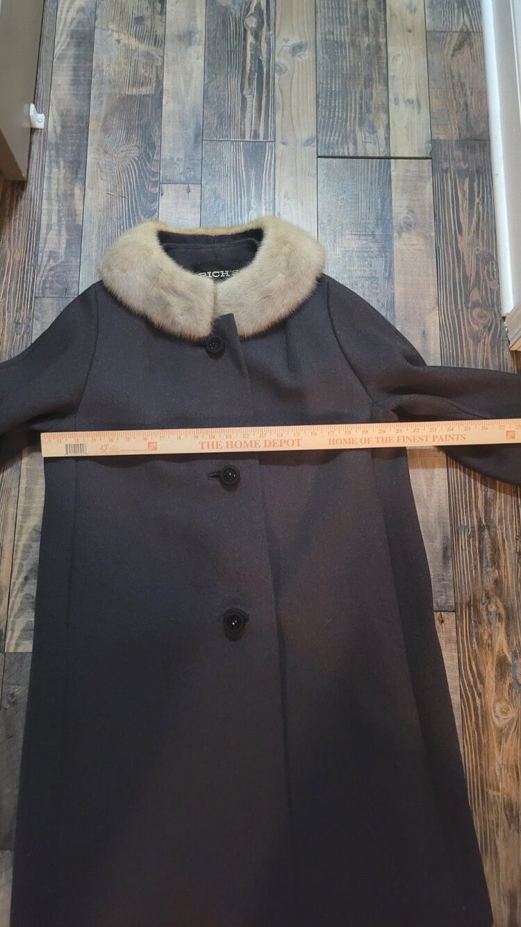 Sycamore Wool Blend Coat Women’s Size 42 Bust Mink Fur Collar Classic Vintage - Picture 5 of 10